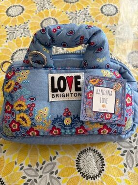 Brighton Bandana Love Mini Crossbody Bag in Light Blue Floral